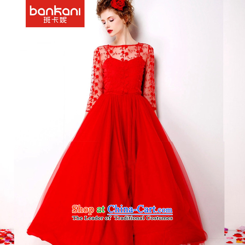 The Taliban Carne 2015 Antique Lace red petticoat bride 9 m large long skirt dress large red embroidered dress red XL, Taliban Carne (bankani) , , , shopping on the Internet