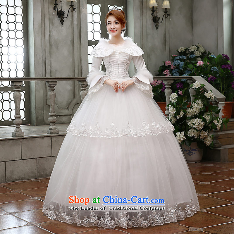Qing Hua yarn wedding dresses new stylish brides fall 2015 to align the minimalist lace video thin wedding WhiteXL