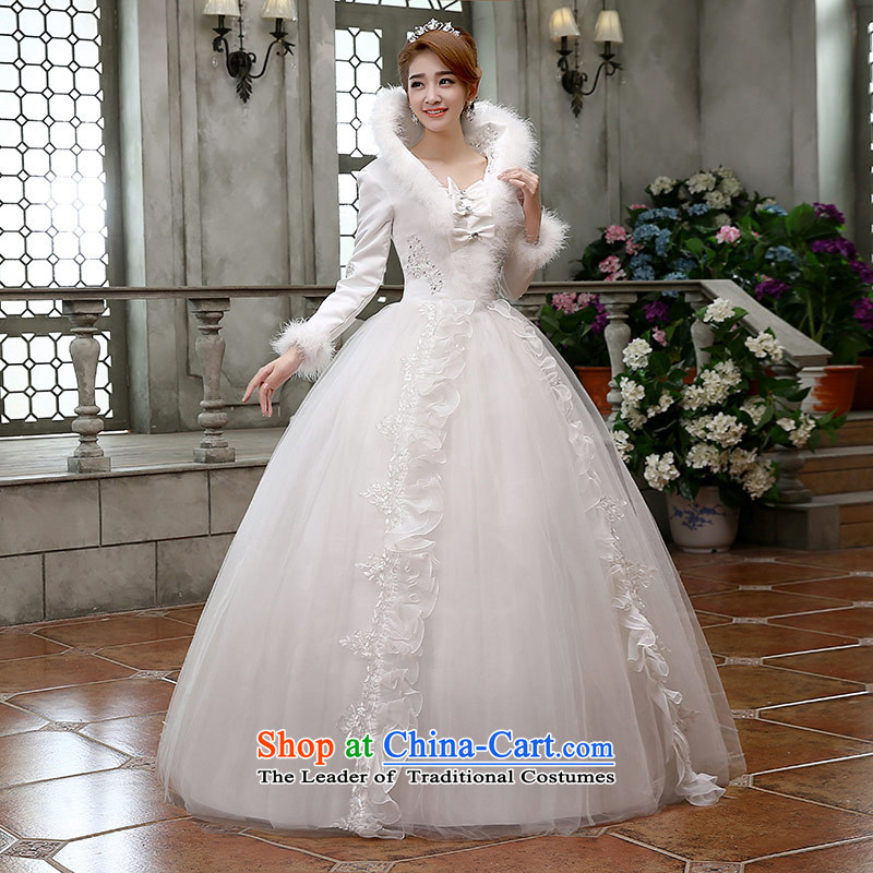 Qing Hua yarn winter new long-sleeved warm Wedding 2015 marriages white princess bon bon skirt Korean version thin white M Qing Hua yarn , , , shopping on the Internet