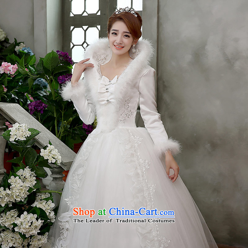 Qing Hua yarn winter new long-sleeved warm Wedding 2015 marriages white princess bon bon skirt Korean version thin white M Qing Hua yarn , , , shopping on the Internet