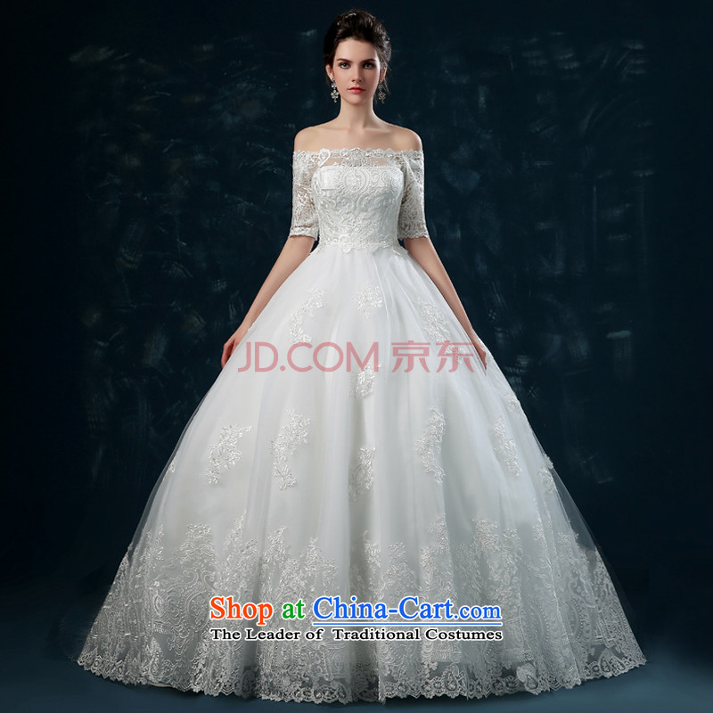 Wedding dress 2015 new bride word winter shoulder wedding tail lace in cuff Sau San tie wedding tail to align the M