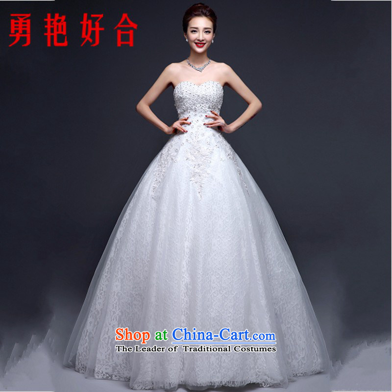 Yong-yeon and autumn and winter wedding dresses new stylish marriages and 2015 chest lace straps to align the Sau San White?XXL
