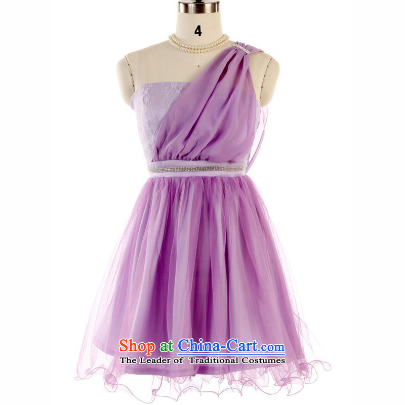 Of the glued to the shoulder of yarn Foutune of small Korean dress 2015 new women's short of marriage banquet hosted bridesmaid lace evening dress skirt 3,776 light purple are glued to the code, Eiffel , , , shopping on the Internet