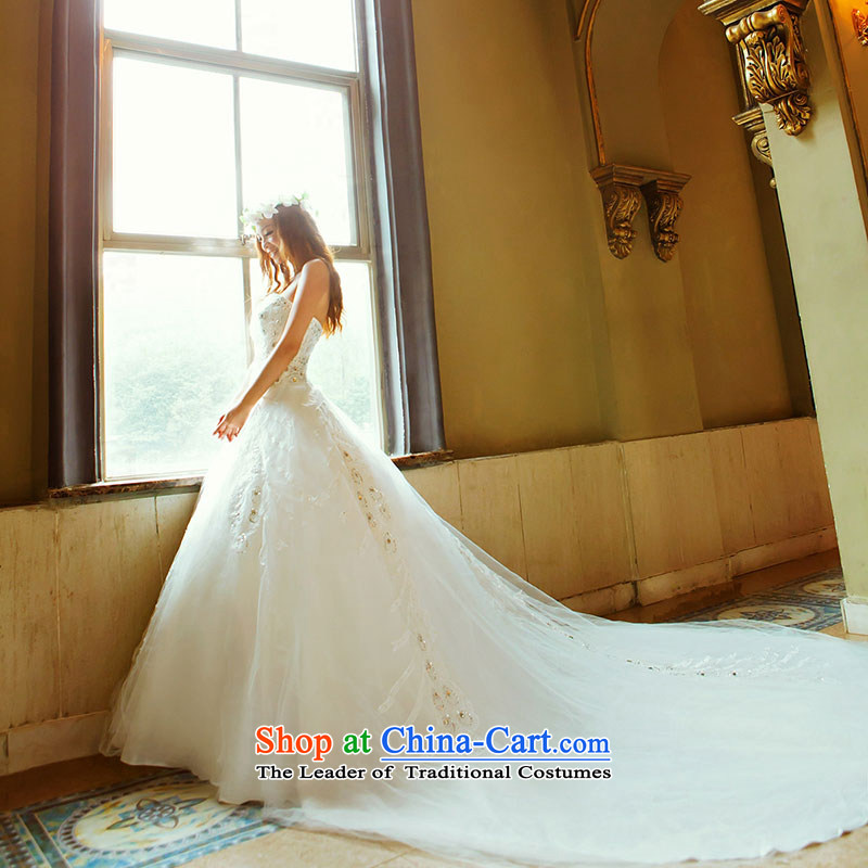 A bride wedding dresses Korean sweet princess wedding new deluxe long tail wedding 913 S, a bride shopping on the Internet has been pressed.