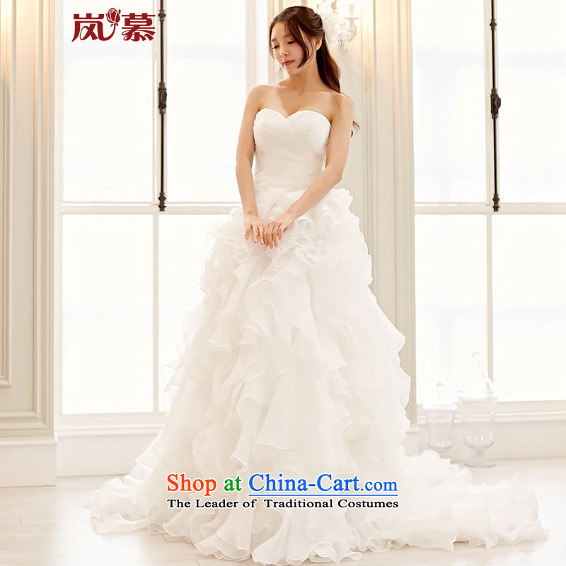 The sponsors of theoriginal 2015 Korean sweet wind-multi-level European root of large tail bride wedding Pure WhiteXL