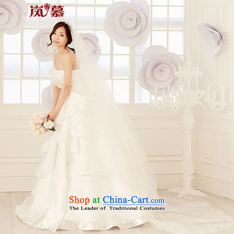The sponsors of the original 2015 Korean sweet wind-multi-level European root of large tail bride wedding Pure White XL, included the , , , shopping on the Internet
