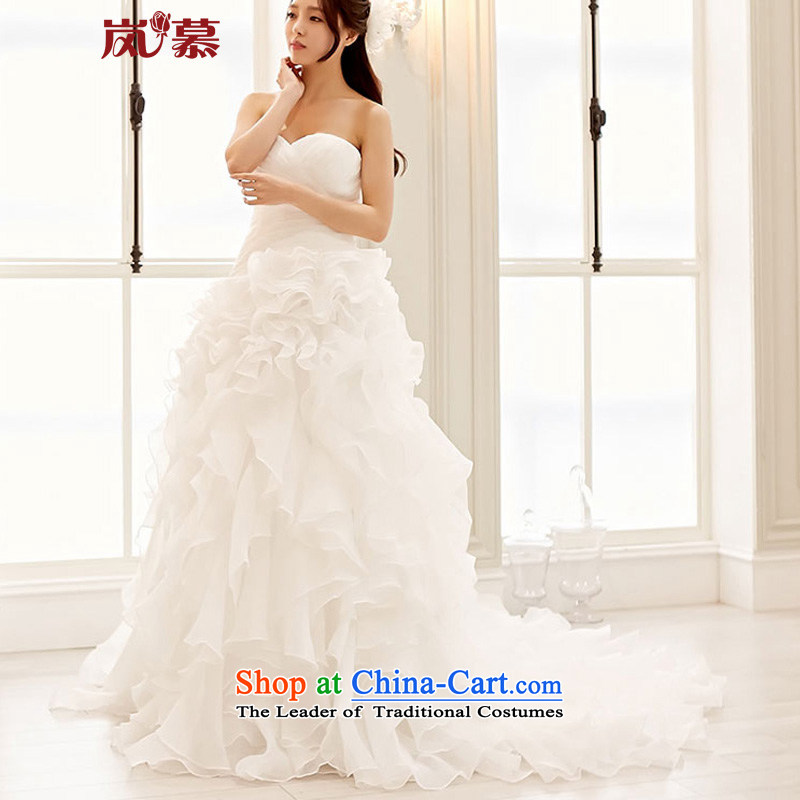 The sponsors of the original 2015 Korean sweet wind-multi-level European root of large tail bride wedding Pure White XL, included the , , , shopping on the Internet