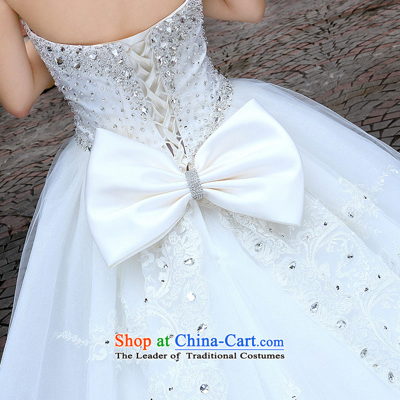 Name the new bride door limousine tail wedding sweet princess v-neck wedding dress A970 L, a bride shopping on the Internet has been pressed.