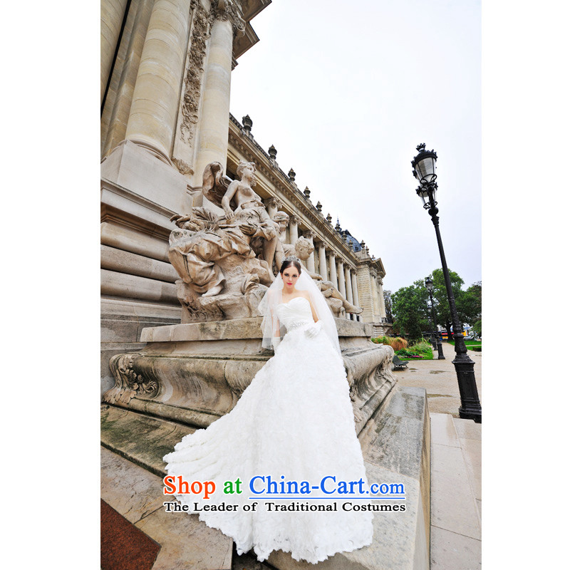 2015 Paris Station New wedding dresses Korean Royal Princess Mary Magdalene chest retro elegant wedding dressess1269tail 173-S 100cm