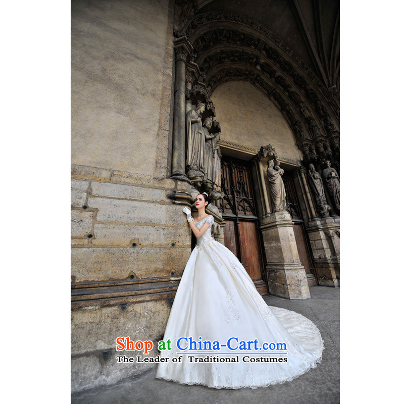 2015 Paris Station tail wedding dresses irrepressible retro palace of the word shoulder and sexy diamond wedding s1292 tail 165-L-5-20 100cm days pre-sale