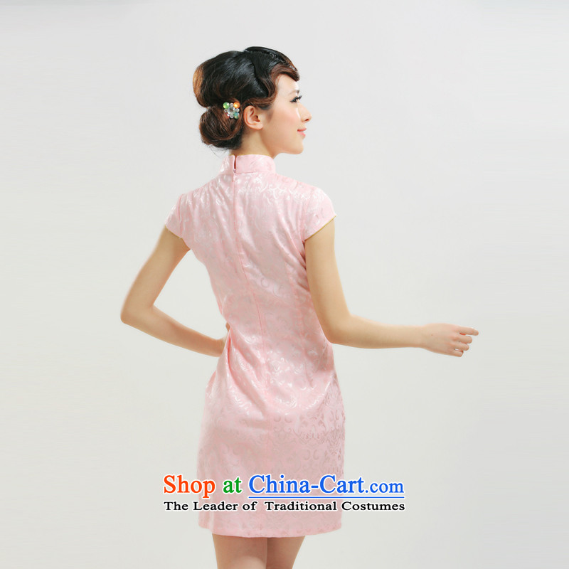 The former Yugoslavia Li aware of spring and summer 2015 new auspicious Chinese Robes embroidery improvements Peacock Sau San small dress QR007 pink S slim li (Q.LIZHI shopping on the Internet has been pressed.)