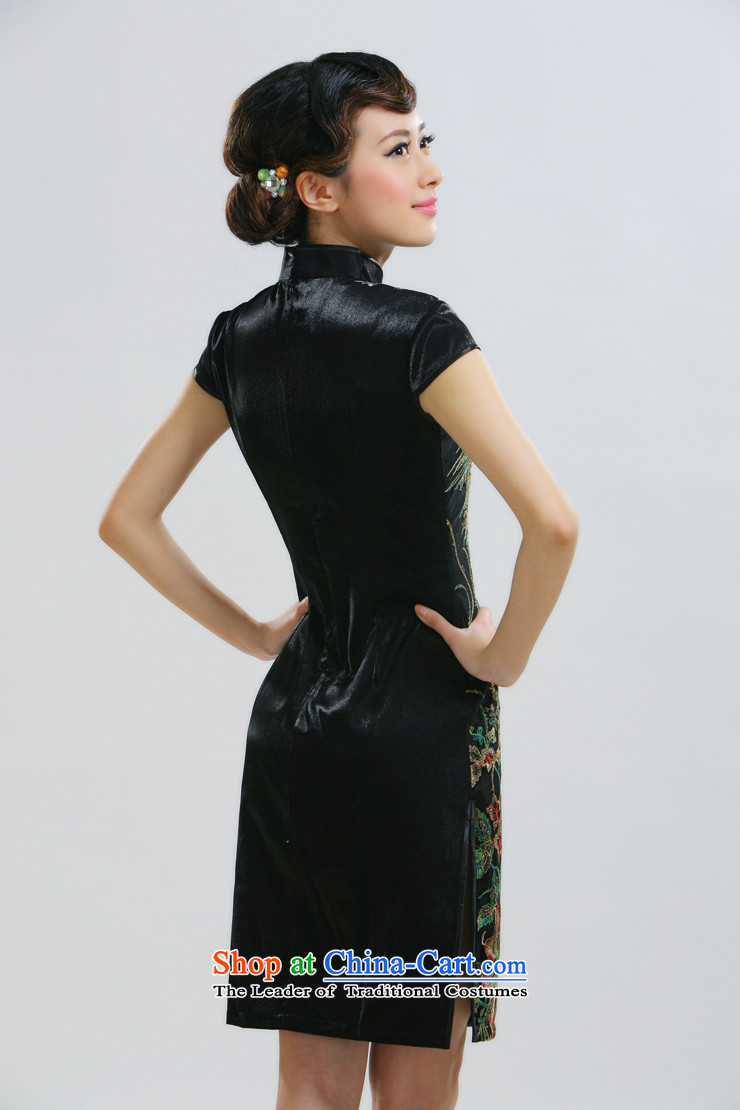 The former Yugoslavia Li know a new summer stylish improved summer short-sleeved female cheongsam dress the peacock fork short qipao QR013 black L picture, prices, brand platters! The elections are supplied in the national character of distribution, so action, buy now enjoy more preferential! As soon as possible.