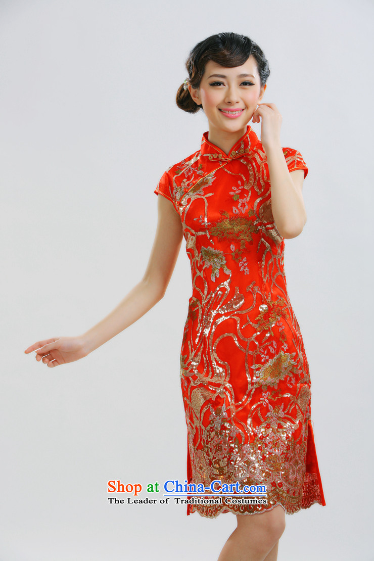 2014 new bride replacing qipao improved pearl qipao Stylish retro qipao summer new cheongsam QT033 RED XL Photo, prices, brand platters! The elections are supplied in the national character of distribution, so action, buy now enjoy more preferential! As soon as possible.
