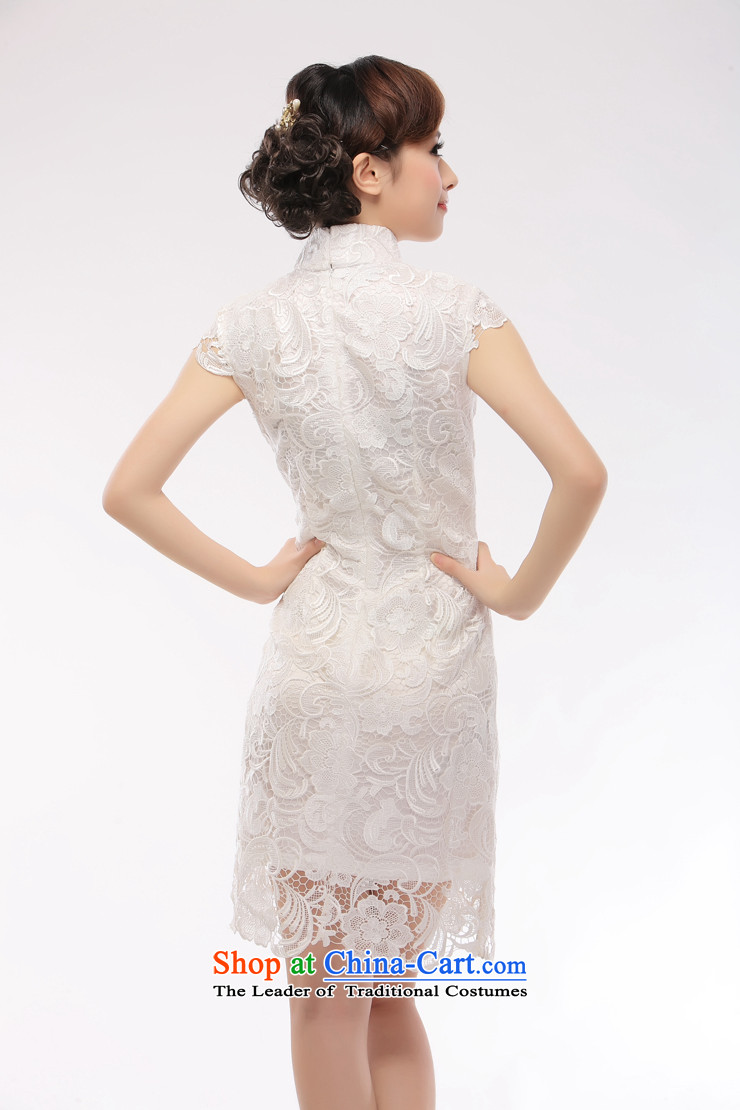 The former Yugoslavia Li aware of spring and summer 2015 new heavy industry water-soluble lace solid color dress elegant and stylish retro lace white qipao QR14 white S picture, prices, brand platters! The elections are supplied in the national character of distribution, so action, buy now enjoy more preferential! As soon as possible.