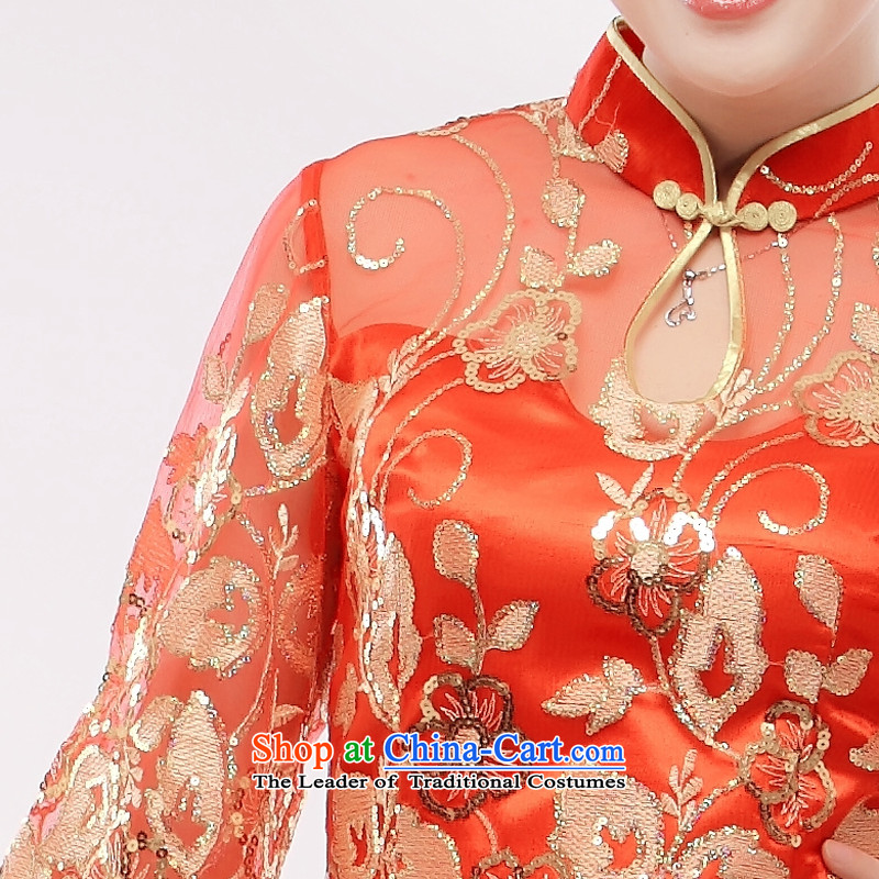 The former Yugoslavia Li know new 2014 marriages red dress cheongsam dress stylish bows QB8007/(12-31 improvement) RED M Small Li (Q.LIZHI shopping on the Internet has been pressed.)