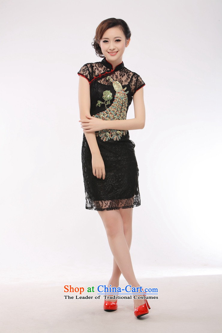 The former Yugoslavia Li aware of spring and summer 2015 new sexy Lace Embroidery green peacock two kits cheongsam dress skirt retro elegant Phoenix in black M pictures, QF002 price, brand platters! The elections are supplied in the national character of distribution, so action, buy now enjoy more preferential! As soon as possible.
