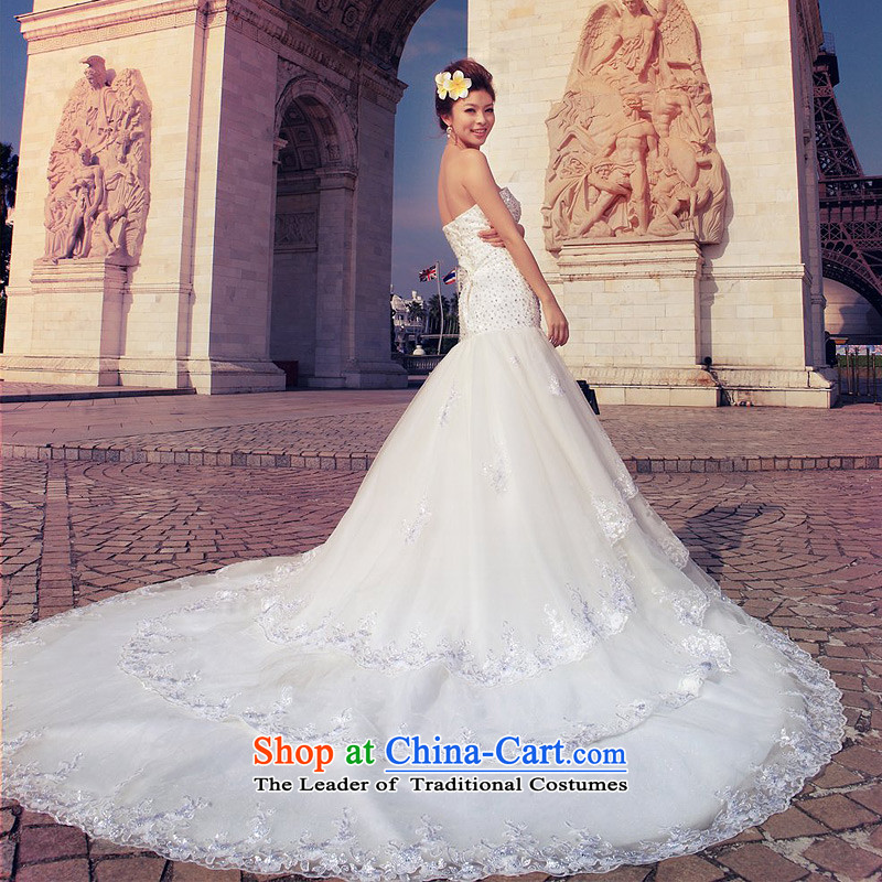 The two men, wipe the chest bride crowsfoot tail wedding dresses 2015 New Deluxe beaded wedding A987 L, a bride shopping on the Internet has been pressed.