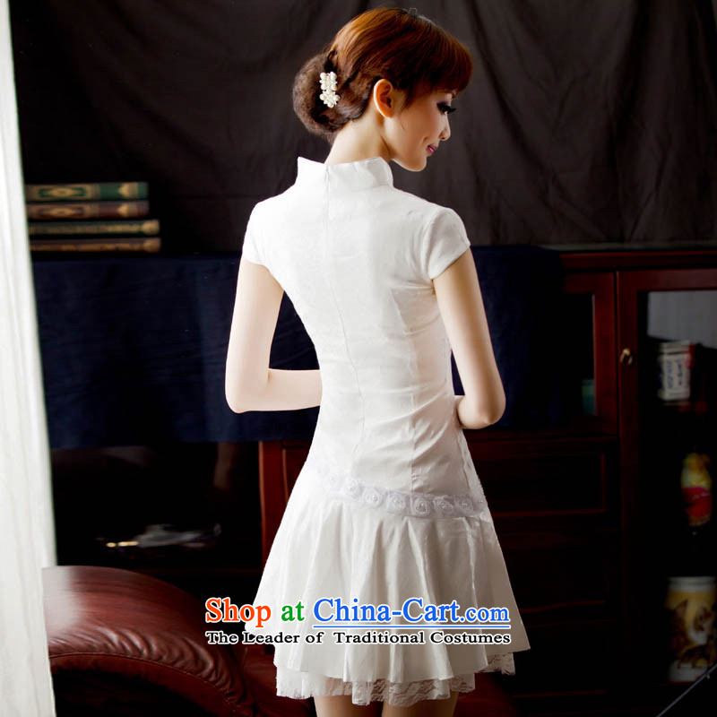 【 Yat lady- White Phoenix 2015 China wind retro lace daily qipao improved Couture fashion cheongsam dress summer, white 2XL, Yat Lady , , , shopping on the Internet