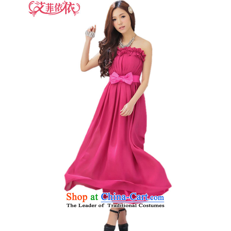 Glued to the Eiffel long dream and chest evening dresses 2015 Korean new women's marriage bride bows moderator stage dresses 4311th watermelon red XL, Eiffel glued to the , , , shopping on the Internet