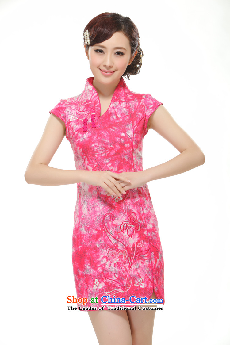 The former Yugoslavia Li aware of spring and summer 2014 new improvement is V-neck on the red's Stylish retro cheongsam dress skirt QW2520 embroidery in red XL Photo, prices, brand platters! The elections are supplied in the national character of distribution, so action, buy now enjoy more preferential! As soon as possible.