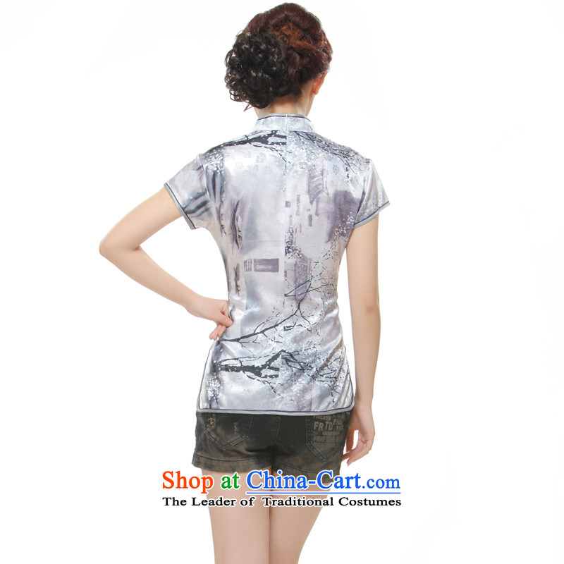 The former Yugoslavia Li known summer 2015 new tree on the bough Ms. Tang dynasty gray T-shirt QC3-112 Stylish retro improvement such as the former Yugoslavia Li known figure XL, (Q.LIZHI) , , , shopping on the Internet