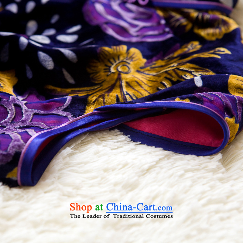 【 Yat lady- Aloe Silk Velvet cheongsam retro style Silk Cheongsam improvements in long-sleeved red XL, Yat Lady , , , shopping on the Internet