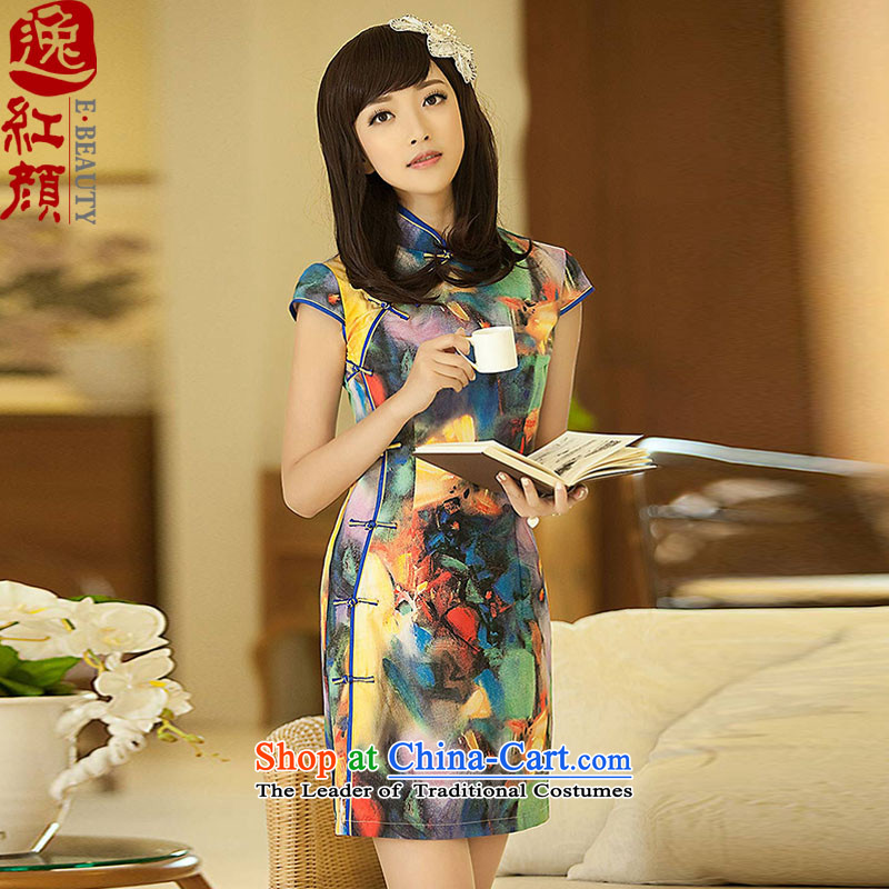 ? Yat lady health healthy dance new summer temperament qipao gown and stylish modern improved retro qipao suit2XL