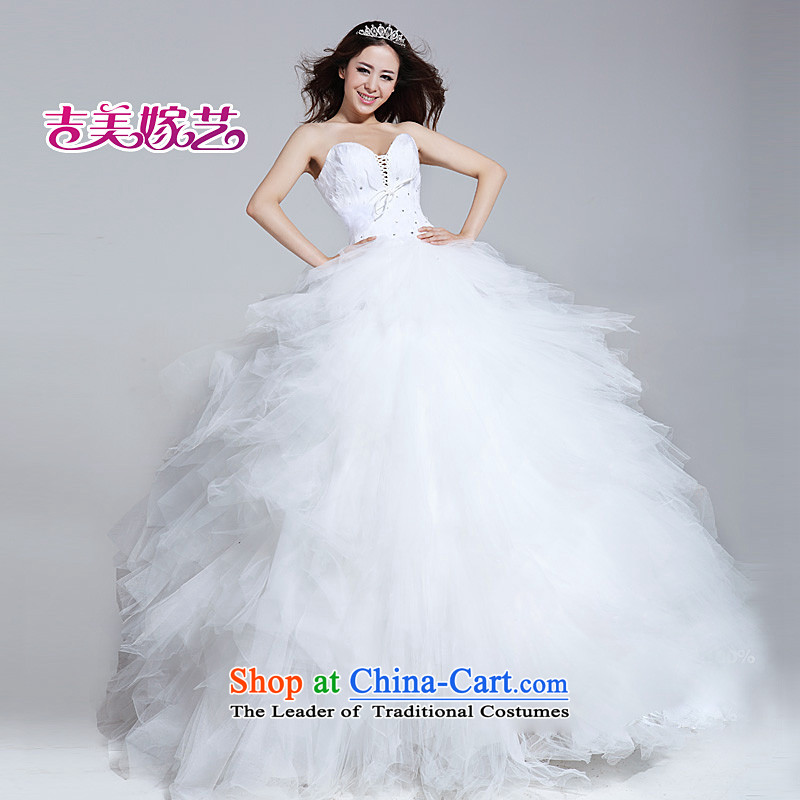 Wedding dress Kyrgyz-american married arts 2012 new anointed chest Korean wedding align to version B HS183 feather bride wedding White?XXL
