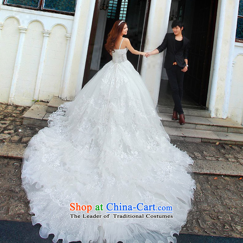 A Bride wedding dresses 2015 to process the crystal drill Korean lace large tail wedding A980 M a bride shopping on the Internet has been pressed.