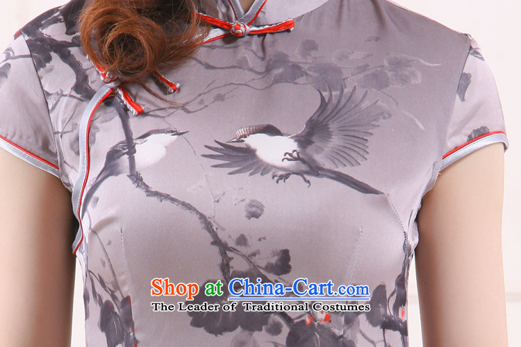 The former Yugoslavia 倁 2015 Spring/Summer Li new stylish China wind love of birds elegance short skirt  QW4501-2 QIPAO) gray S picture, prices, brand platters! The elections are supplied in the national character of distribution, so action, buy now enjoy more preferential! As soon as possible.