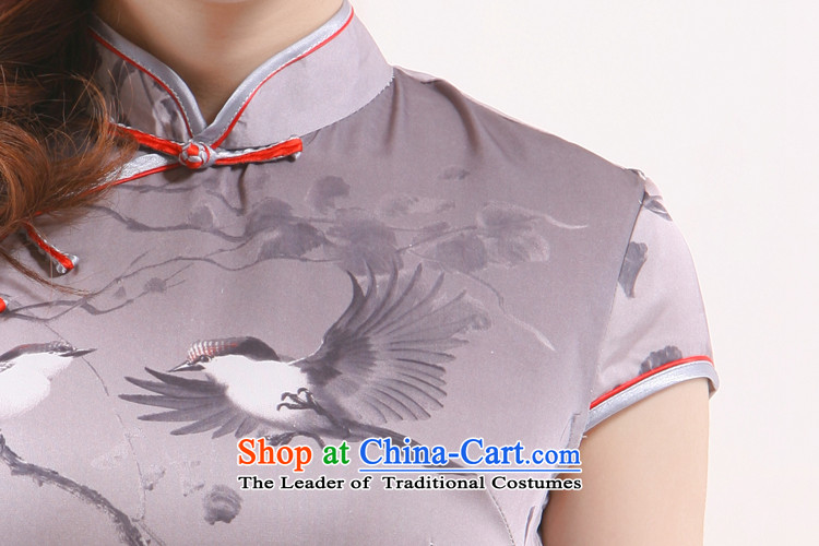 The former Yugoslavia 倁 2015 Spring/Summer Li new stylish China wind love of birds elegance short skirt  QW4501-2 QIPAO) gray S picture, prices, brand platters! The elections are supplied in the national character of distribution, so action, buy now enjoy more preferential! As soon as possible.