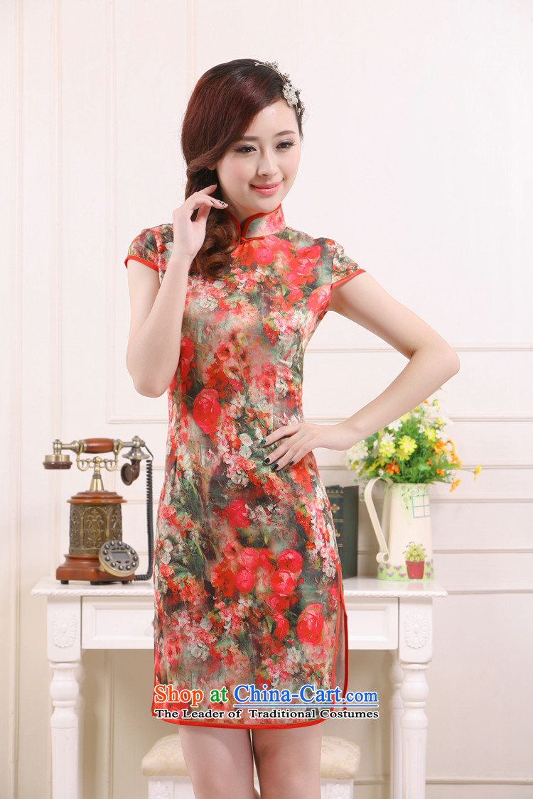 Summer 2015 Ms. new improved Stylish retro short of Sau San the forklift truck elegant qipao low milk silk fiber Li aware  QR0524 SUIT XL Photo, prices, brand platters! The elections are supplied in the national character of distribution, so action, buy now enjoy more preferential! As soon as possible.