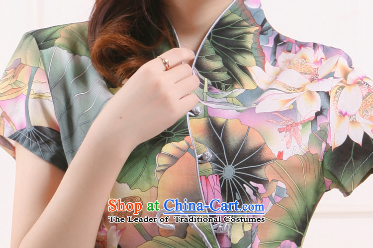 2015 new summer stylish improved lotus short shirts qipao V-neck in the Tang dynasty, Ms. Li known small improvement retro QW-113 green lotus XXL picture, prices, brand platters! The elections are supplied in the national character of distribution, so action, buy now enjoy more preferential! As soon as possible.