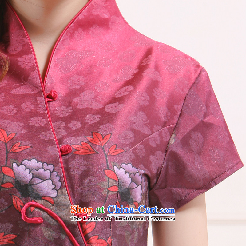 Summer 2015 New President Tang new stylish improved Sau San short shirts elegant qipao slimming knowledge QW-115 Li aubergine XL, Yugoslavia (Q.LIZHI LI) , , , shopping on the Internet