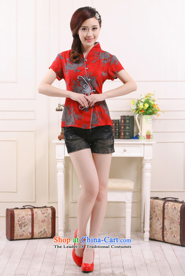 Summer 2015 Ms. New Tang dynasty retro improvement of Sau San red shirts short linen Yugoslavia Li aware  QW-114 GRAY M picture, prices, brand platters! The elections are supplied in the national character of distribution, so action, buy now enjoy more preferential! As soon as possible.