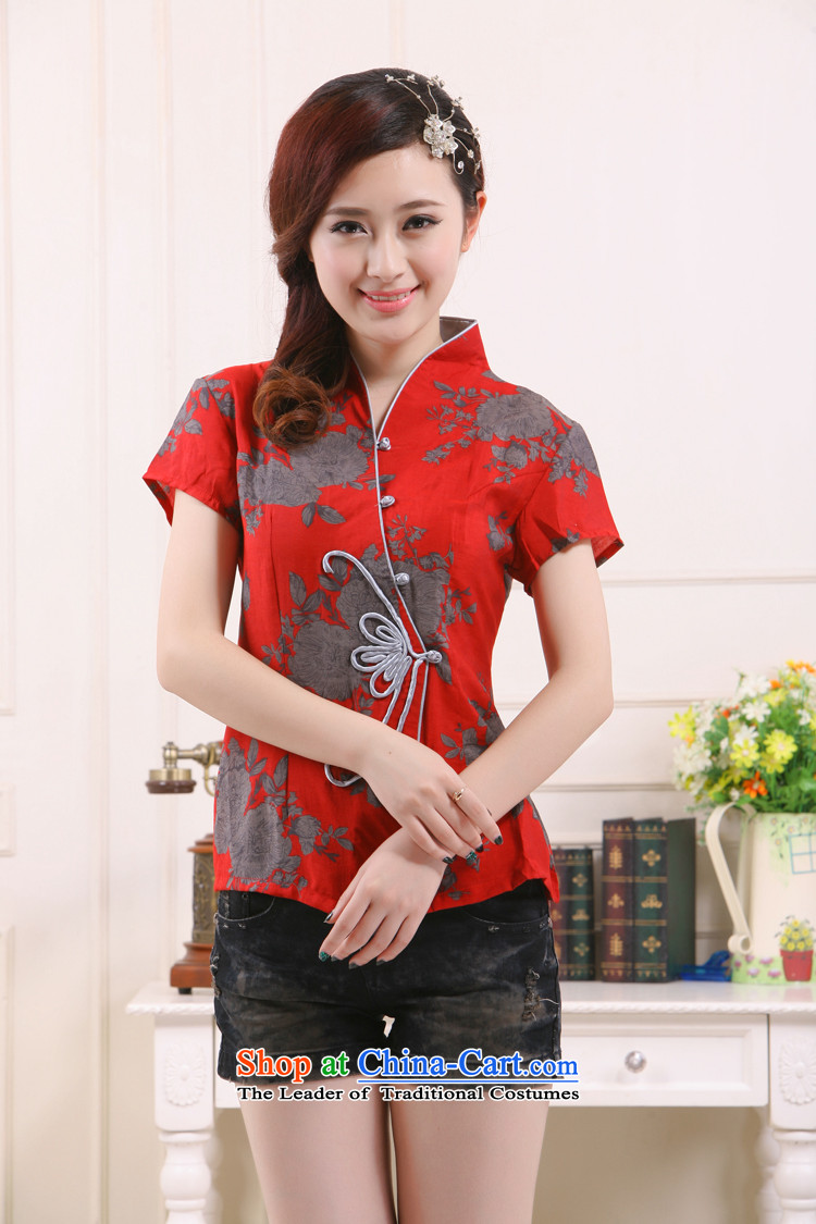 Summer 2015 Ms. New Tang dynasty retro improvement of Sau San red shirts short linen Yugoslavia Li aware  QW-114 GRAY M picture, prices, brand platters! The elections are supplied in the national character of distribution, so action, buy now enjoy more preferential! As soon as possible.