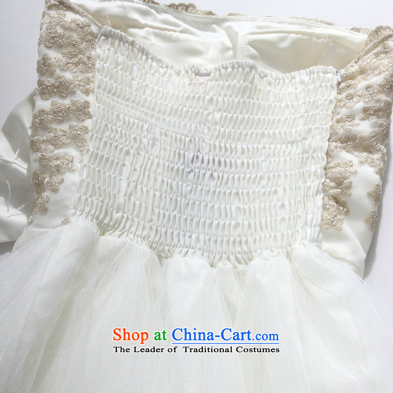 Large glued to the Eiffel embroidered gauze wiping the chest small dress short version of Korea 2015 Marriage banquet hosted bride bridesmaid wedding dress bon bon 4596th White XL, Eiffel glued to the , , , shopping on the Internet