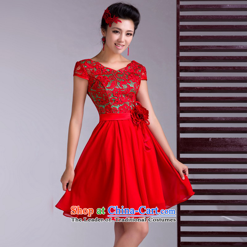 Mrs Alexa Lam roundup new bride services red short of bows lace Sau San small dress chiffon skirt marriage qipao wedding night wear fashionable?16651 are logged?red?S
