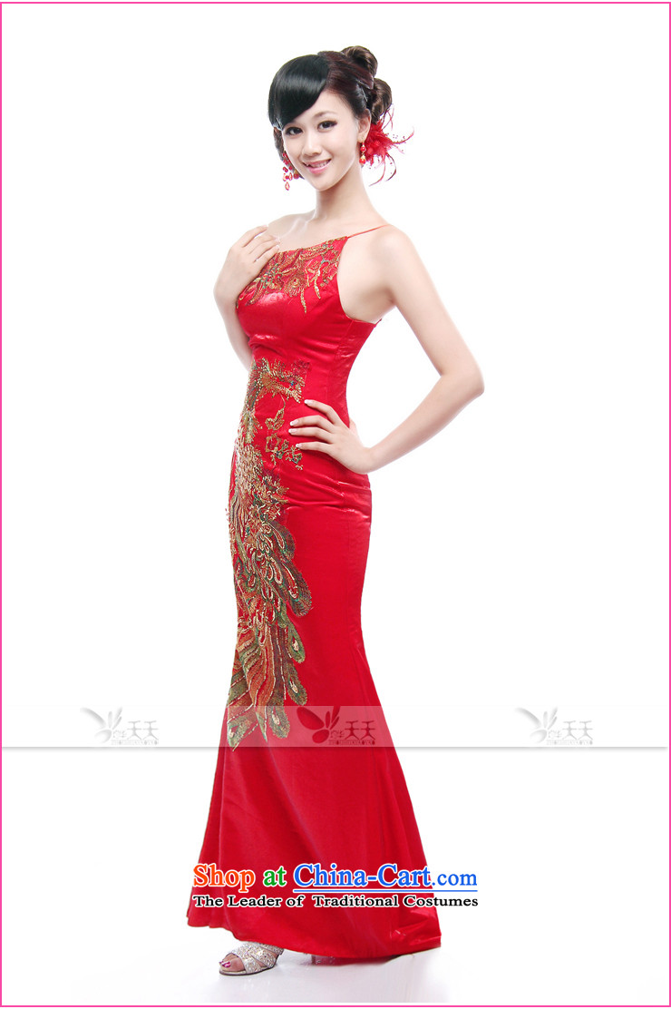 Mrs Alexa Lam roundup satin red tail dress embroidery Phoenix Chinese qipao Beveled Shoulder the Sau San improved marriages bows to align the service 09652 RED M picture, prices, brand platters! The elections are supplied in the national character of distribution, so action, buy now enjoy more preferential! As soon as possible.