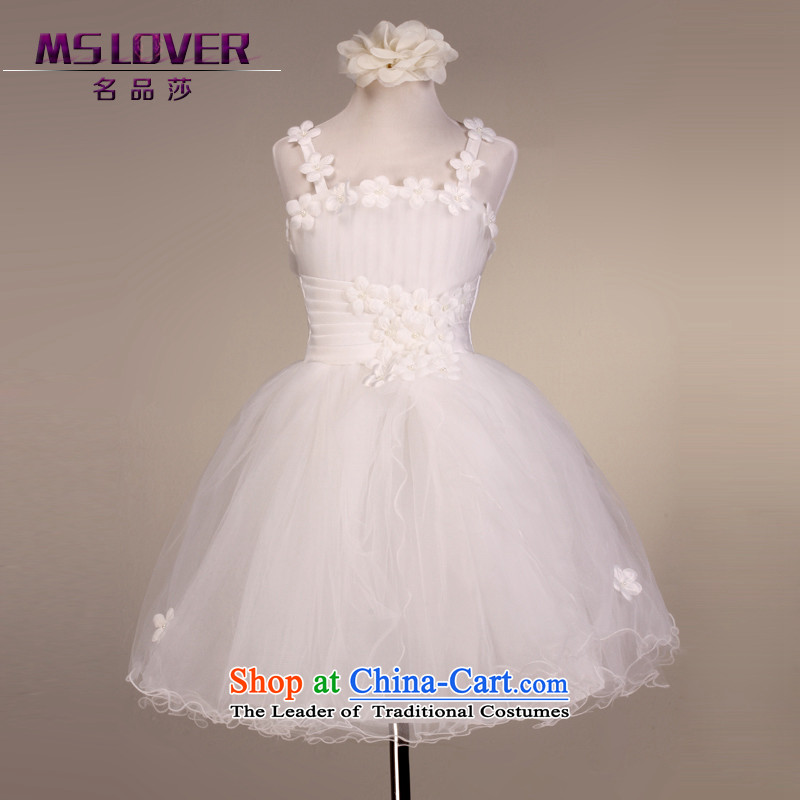 Mslover?sweet Flower Fairies  dress straps bon bon skirt princess skirt children dance performances to birthday dress Flower Girls serving 002 m White?2 code