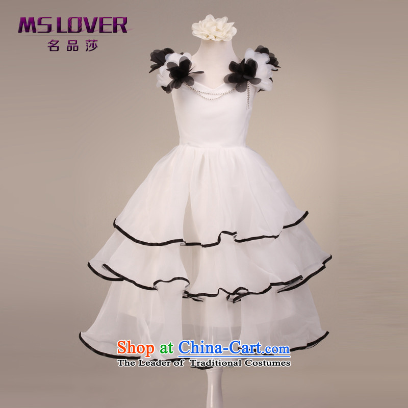 Mslover?sleeveless flowers bon bon skirt girls princess skirt children dance service wedding dress Flower Girls dress FD130610 rice white?6 yards