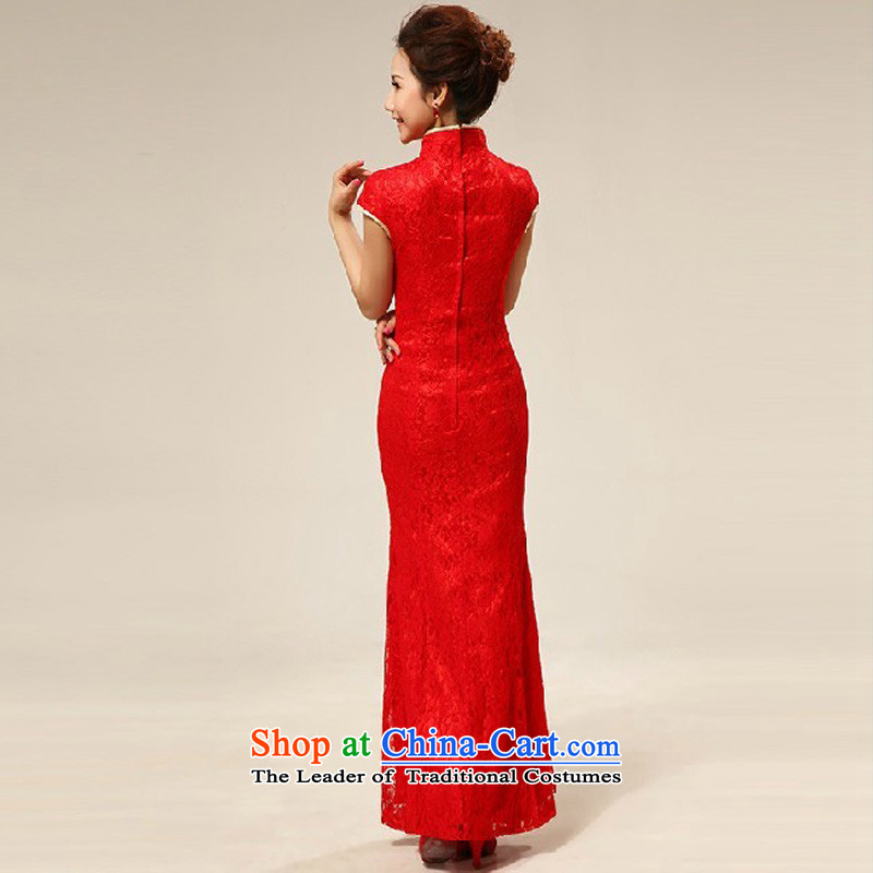 Doi m qi red retro lace Chinese improved marriages bows cheongsam dress wedding bride with red XL, Demi Moor qipao Qi , , , shopping on the Internet