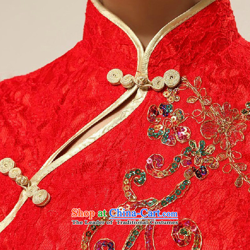 Doi m qi red retro lace Chinese improved marriages bows cheongsam dress wedding bride with red XL, Demi Moor qipao Qi , , , shopping on the Internet