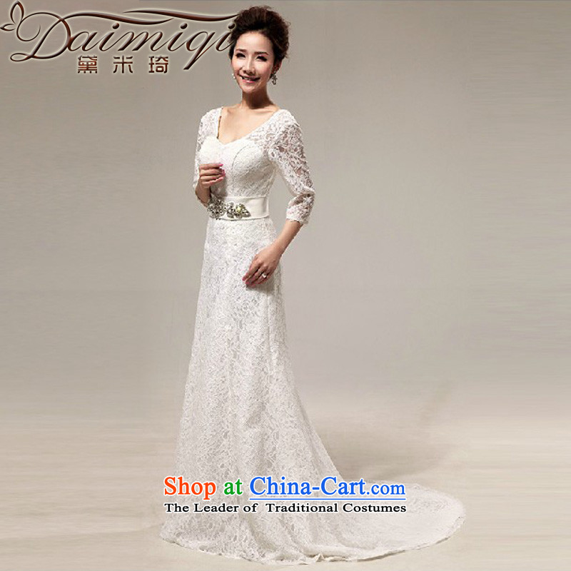Doi m qi wedding tail2014 new wedding dresses small trailing princess wedding Korean sweet crowsfoot wedding WhiteM