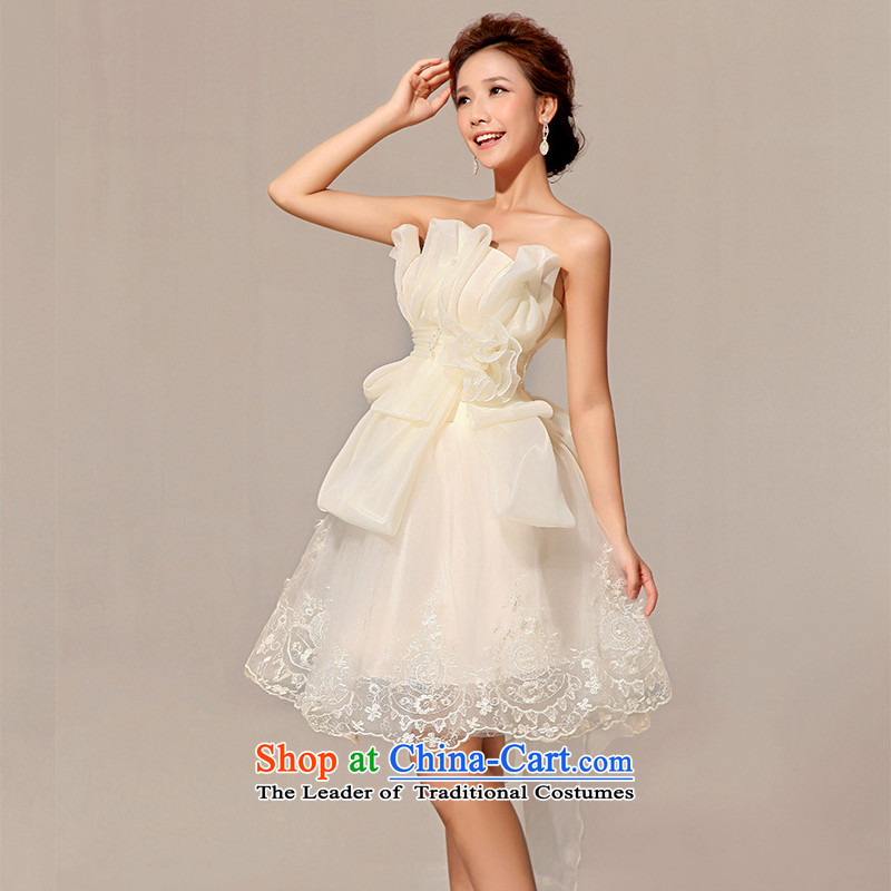 Doi m qi wedding dresses new 2014 wedding dress bridesmaid dress uniform dress bows short skirts, champagne color , L, M Qi , , , diana shopping on the Internet