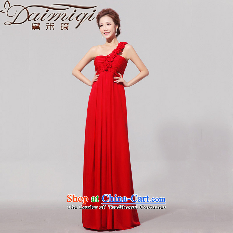 Doi m qi 2014 new shoulder Star magazine Red long align to dress the bride red dress skirt red XXL toasting champagne