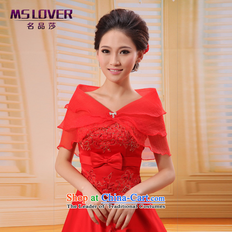 The Korean bubble yarn mslover brooches multi-tier marriages cheongsam wedding dresses in spring and autumn shawl shawlOW121101red