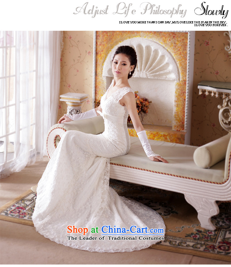 Doi m qi 2014 New royal retro sexy deep V deluxe lace Sau San crowsfoot tail bride wedding cream XXL picture, prices, brand platters! The elections are supplied in the national character of distribution, so action, buy now enjoy more preferential! As soon as possible.