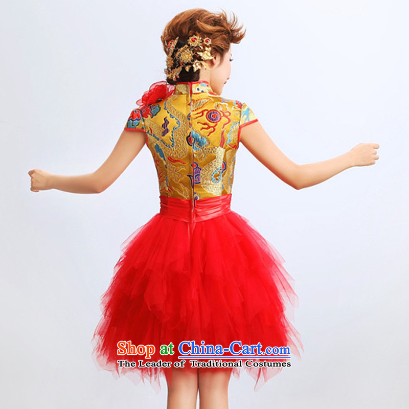 Doi m qi marriage bows to marry qipao Chinese bows to the bride services red dragon cheongsam picture color XXL, Demi Moor Qi , , , shopping on the Internet