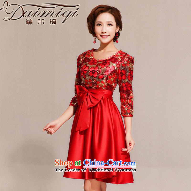 Doi m qi 2014 Spring Spring Wedding Dress Short of improved cheongsam red bride services back door onto a drink red?XXL